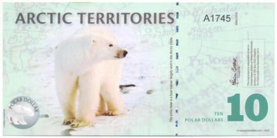Sarkvidéki területek 2012. 10$ fantázia bankjegy "A1745" T:UNC
Arctic Territories 2012. 1...