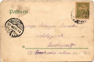 1903 Budapest VI. Nyugati pályaudvar, vasútállomás. litho (EM)