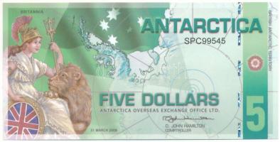 Antarktisz 2008. 5$ fantázia bankjegy "SPC99545" T:UNC
Antarctica 2008. 5 Dollars fantasy...