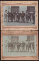 cca 1910 Katonai csoportképek (köztük tüzérek, tábori vadászok), 4 db kartonra kasírozott fotó Cséri...