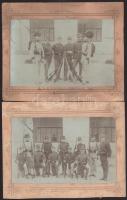 cca 1910 Katonai csoportképek (köztük tüzérek, tábori vadászok), 4 db kartonra kasírozott fotó Cséri...
