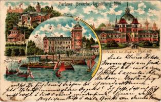 1896 Berlin, Berliner Gewerbe Ausstellung, Marina Schauspiel, Pavillon der Stadt / Great Industrial ...