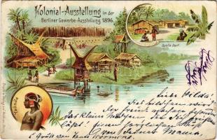 1896 Berlin, Berliner Kolonial Ausstellung, Yaunde, Dualla-Dorf. J. Goldiner / Great Industrial Expo...