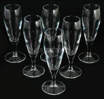 Talpas pezsgős pohár készlet, 6 darab, hibátlan, m: 18 cm