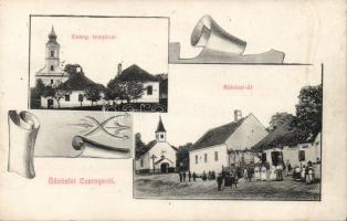 Bakonycsernye Rákóczi út és Evangélikus templom