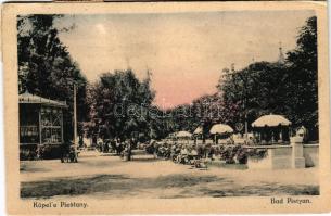 1925 Pöstyén, Pistyan, Piestany; park részlet zenepavilonnal / spa park with music pavilion (EK)