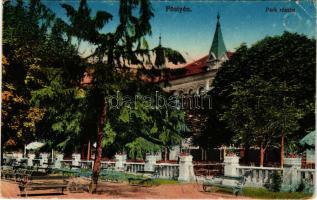 1929 Pöstyén, Pistyan, Piestany; fürdő park részlet. Vasúti levelezőlapárusítás 61. sz. 1917. / spa ...
