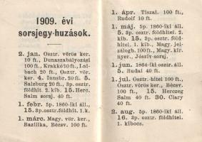 Tárcza-naptár az 1909. évre. [Miniatűr kötet.]
[Budapest], [1908]. Nyomda nélkül. [60] p. Miniatűr ...