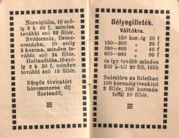 Tárcanaptár az 1913-ik évre. [Miniatűr kötet.]
Budapest, [1912]. Neumayer Lipót Linóleum-áruháza [n...