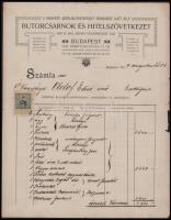 1909 Bp., Butorcsarnok és Hitelszövetkezet fejléces számla, 10f okmánybélyeggel, kisebb lapszéli sér...