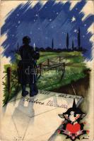 1942 Magyar katonai művészlap / WWII Hungarian military art postcard s: Bozó (fa)