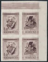 1955 Bélyegnap - Bartók vágott ívsarki szelvényes négyestömb (20.000)