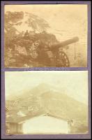 cca 1914-1918 I. világháborús fotóalbum az olasz fronton készült felvételekkel, rajtuk tüzérségi ágy...