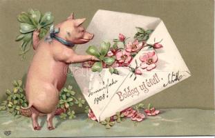 New Year Pig Emb. litho