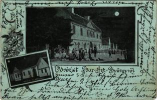 1901 Búrszentgyörgy, Bur-Sankt-Georg, Borsky Sväty Jur; Kastély, M. kir. állami elemi iskola este / ...