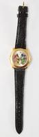 Mickey Mouse kvarc karóra, elemmel, működik d: 33 mm, bőr szíjjal