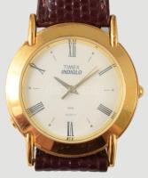 Timex indiglo kvarc karóra, új elemmel, működik, új bőr szíjjal d: 33 mm