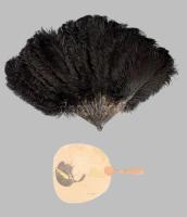 2 db legyező, XX. sz, eleje, japán papír, és strucctoll 30, 40 cm