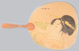 2 db legyező, XX. sz, eleje, japán papír, és strucctoll 30, 40 cm