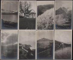 cca 1920-1930 Svájc, az Oberhofen kastély a Thuni-tó partján, Pilátus-hegy, vegyes felvételek, 8 db ...