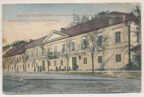 1910 Oravicabánya, Oravita; Kincstári épületek a Graezenstein sétánnyal. leporellólap, belül az oszt...