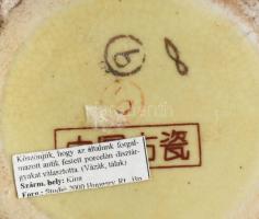 Japán szacuma váza. Kézzel festett, jelzett, hibátlan 21 cm