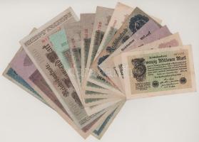 Német Birodalom 1906-1923. 13db bankjegy T:F közte szép papír
German Empire 1906-1923. 13pcs bankno...