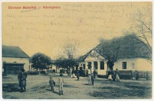 Halmi, Halmeu; Községháza, "Duna" Biztosító Társaság ügynöksége. W.L. 1696. / town hall, i...