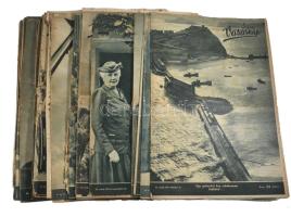 1943 Képes vasárnap c. magazin 26 db szám a háborús hírekkel. vegyes állapotban