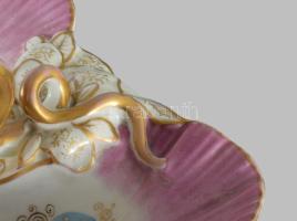 Antik porcelán asztalközép,kínáló. Kézzel festett, CF jelzéssel, kis kopással 30x28 cm