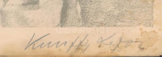 Kunffy Lajos (1869-1962): Férfi alak. Nyomat, papír, jelzett. Lap széle foltos és apró sérüléssel. 2...