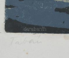Gera Éva (1923-1996): Tabán. Linómetszet, papír, jelzett, 18,5x24,5 cm, üvegezett fakeretben