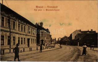 1910 Brassó, Kronstadt, Brasov; Kút utca, Carl Neustadter üzlete. W. L. 118. / Brunnen-Gasse / stree...