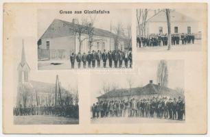 1913 Gizellafalva, Ghizela (Temes); Római katolikus templom, utcakép. Cherrier M. fényképész / churc...
