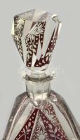 ca 1930 Cseh art deco kristály likőrös készlet. Kézzel festett, egyik poháron csorba. 27 cm