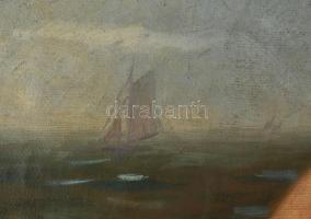 Udvardy Flóra (1880-?): Női akt a tengerparton (1908?). Olaj, vászon, jelezve jobbra lent. Dekoratív...