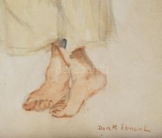 Deák Ébner Lajos (1850-1934): Pipázó legény. Akvarell, papír. Jelzett. Üvegezett fakeretben. 39x22 c...