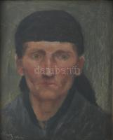 Olvashatatlan jelzéssel (Margitay Tihamér?): Hölgy kendőben. Olaj, vászon, kartonon. Hátoldalán régi...
