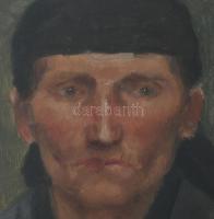 Olvashatatlan jelzéssel (Margitay Tihamér?): Hölgy kendőben. Olaj, vászon, kartonon. Hátoldalán régi...