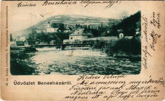 1902 Benesháza, Benus; látkép, Garam híd. Lechnitzky O. fénynyomdája (Besztercebánya) / general view...