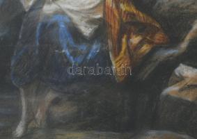 Olvashatatlan jelzéssel, magyar festő, XX. sz. eleje: Merengő, 1910-es évek. Pasztell, papír. Üvegez...