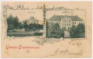 1901 Erzsébetváros, Dumbraveni; Issekutz villa, M. kir. honvéd laktanya. Szecessziós-virágos keret /...