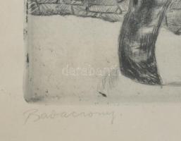 Győry Miklós (1905-1995): Badacsony, 1960. Rézkarc, papír, jelzett. Gyűrődésekkel, lapszéli apró fol...