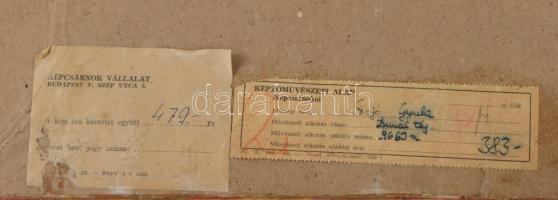 Sajó Gyula (1918-1989): Dunai táj. Ceruza, papír, jelzett (keret által takarva). Hátoldalán Képcsarn...