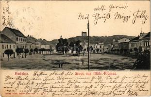 1906 Moravsky Krumlov, Mährisch Kromau; Stadtplatz / main square (EK)
