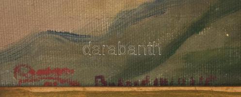 Olvashatatlan jelzéssel, XX. sz. első fele: Udvar. Olaj, vászon. Dekoratív, sérült fakeretben. 26x21...