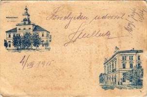 1915 Lublin, Magistrat, Teatr Lubeeski / town hall, theatre. litho + "K.u.k. Verpflegsstaffel 5...