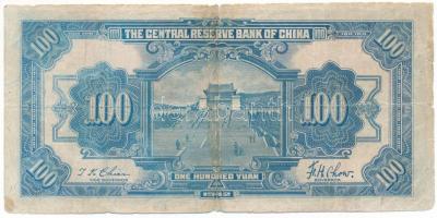 Kína 1942. Japán megszállás 100Y "Central Reserve Bank" T:VG
China 1942. Japanese occupat...