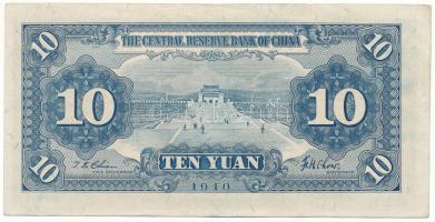Kína 1940 (1941) Japán megszállás 10Y "Central Reserve Bank" T:F szép papír
China 1940 (1...