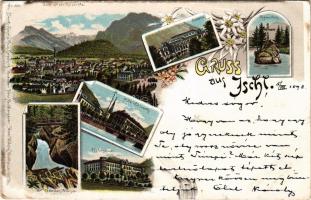 1898 Bad Ischl, Curhaus, Ischl mit der Kaiservilla, Kreuzstein, Hotel Elisabeth, Hotel Bauer / spa, ...